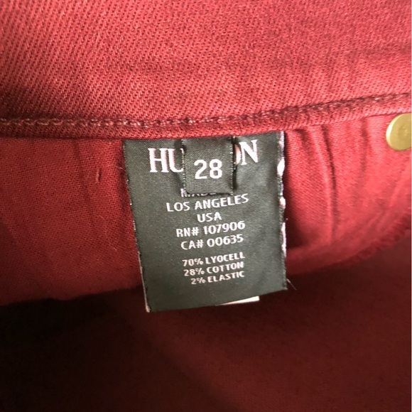 Hudson Nico Super Skinny Jeans in Burgundy Made in USA Size 28 - Picture 12 of 13